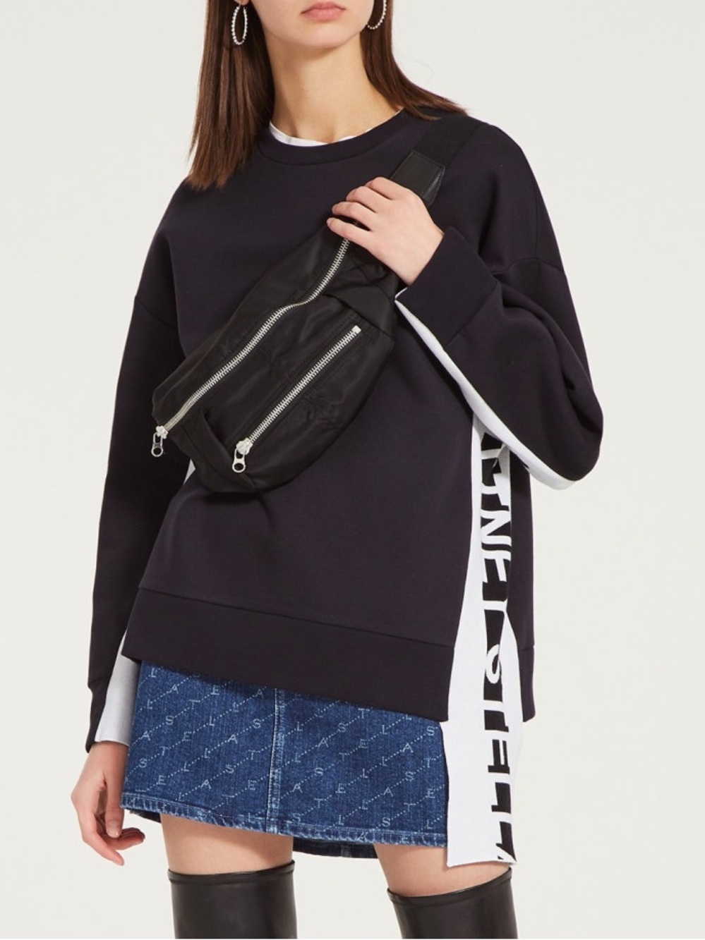 $1000 Stella McCartney navy blue  Knit Logo Trim Detail Sweatshirt  S EUR 40